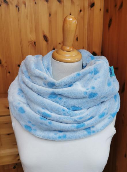 Preview: PFOTEN-Loop-Schal hellblau mit Pfoten - Loopschal für Hunde-Freunde